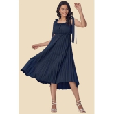 Glomee Crepe Solid Midi Womens Fit & Flare Dress - Blue ( Pack of 1 ) - None