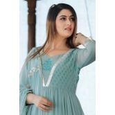 Sea Green Hand Block Printed Anarkali Set S