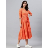 Janasya - Cotton Orange Womens Fit And Flare Dress ( Pack of 1 ) - None