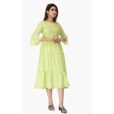 Maquien - Green Rayon Women's Tiered Flared Kurti ( Pack of 1 ) - S