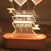 Personalized 3D Illusion Led Lamp Special for Anniversary- Wooden Base,Warm White Light