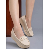 Shoetopia Cream Womens Loafers - None