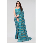 Kashvi Sarees Georgette Printed Saree Without Blouse Piece - Blue ( Pack of 1 ) - Blue