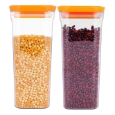 HomePro - Square Container | Airtight | Silicone Cap | Orange | Plastic Utility Container | Set of 2 - 1500 ml - Orange