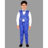 DKGF Fashion - Navy Blue Cotton Blend Boys Shirt & Pants ( Pack of 1 ) - None