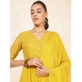 Janasya Georgette Printed Flared Womens Kurti with Dupatta - Yellow ( Pack of 1 ) - None