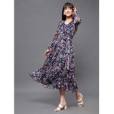 Miss Chase Polyester Printed Midi Womens Wrap Dress - Navy ( Pack of 1 ) - None