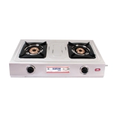 Suryaviva Super 2B Ss Stainless Steel 2 Cast Iron Burner Gas Stove(Manual Ignition,Silver)