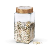 Treo Woody Cube Storage Glass Jar | Transparent | 1 Pc