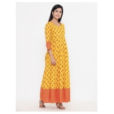 Kbz Yellow Cotton Anarkali Kurti - M