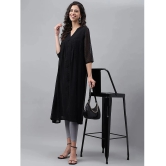 Janasya Chiffon Self Design Flared Womens Kurti - Black ( Pack of 1 ) - None