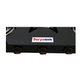 Suryaviva Nano 3B Ms Bk Toughened Glass 3 Cast Iron Burner Gas Stove(Manual Ignition,Black) - Black