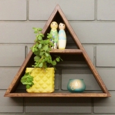 Barish Home DECORS - Wall Shelf Triangular | Wooden Wall Mount Shelf for Home Decor | Home Wall Decor Piece | Handcrafted with Rubberwood | 30 x 35 x 12 (H x W x D)