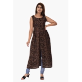 Maquien Brown Rayon Front Slit Kurti - M