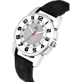 Septem Black Leather Analog Mens Watch