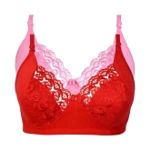 Kiran Enterprises Cotton Minimizer Bra - Red - None