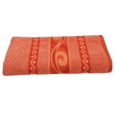 Mandhania Cotton Flora Border Bath Towels (70 x 140 cm, Peach)