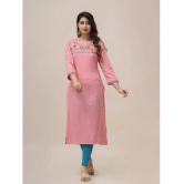 Frionkandy Rayon Embroidered Straight Womens Kurti - Pink ( Pack of 1 ) - None