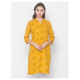 Globus - Yellow Cotton Women''s Straight Kurti ( Pack of 1 ) - M