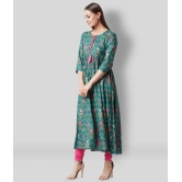 Tissu - Green Rayon Womens Anarkali Kurti ( Pack of 1 ) - M