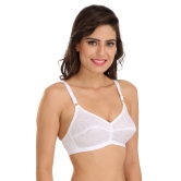 Black C-1212 Women Cotton Chiken Fabric Cotton Full coverage Bra-34 / B / White