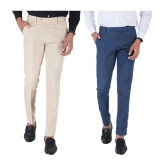 SREY Cream Slim -Fit Flat Trousers Pack of 2 - None