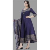 Smien Rayon Printed Anarkali Women's Kurti - Blue ( Pack of 1 ) - None