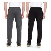 Zeffit Solid, Striped Men Black, Grey Track Pants (Pack Of 2 ) - 2XL