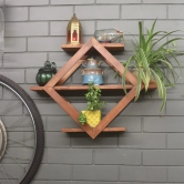 Barish Home DECORS - Wall Shelf-Diamond | Wooden Wall Mount Shelves for Home Decor | Diamond Shape Wall Mount Shelf | Handcrafted with Rubberwood | 49 x 61 x 11 (H x W x D)