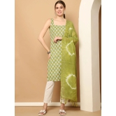 Green printedKurta with pallazos dupatta set-S / Green