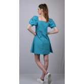 OWO THE LABEL Turquoise Blue Square Neckline Dress (OTL-DRS1021)-Blue / XL