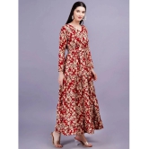 HIGHLIGHT FASHION EXPORT Rayon Printed Full Length Womens Fit & Flare Dress - Red ( Pack of 1 ) - None