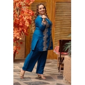 PrettyPlus by Desinoor.com Teal Printed Pant Top Set - None