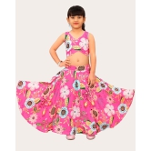 Kids Girls Sleeveless Rayon Top With Digital Printed Lehenga Set| Readymade | Suitable For Girls-Pink / 5 Years-6 Years