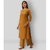 MAUKA - Gold Straight Rayon Womens Stitched Salwar Suit ( Pack of 1 ) - XS