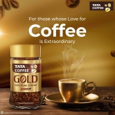 Tata Coffee Gold Original, Instant & Pure Coffee Jar, 50g, Freeze-Dried, Rich & Strong, Specially Sourced Robusta and Arabica bean