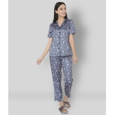 Smarty Pants - Grey Melange Satin Womens Nightwear Nightsuit Sets ( Pack of 1 ) - L