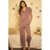 Clovia Purple Cotton Womens Nightwear Nightsuit Sets ( Pack of 2 ) - None