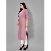 RIAANA - Pink Cotton Women''s Straight Kurti ( Pack of 1 ) - None