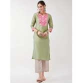 Pannkh - Green Art Silk Womens Straight Kurti ( Pack of 1 ) - None