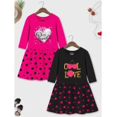 Trampoline Black & Pink Cotton Blend Girls A-line Dress ( Pack of 2 ) - None