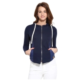 Campus Sutra Blue Cotton Quiltted Jackets - L