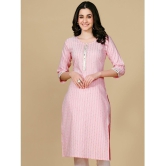 Glomee - Pink Cotton Blend Womens Straight Kurti ( Pack of 1 ) - None