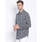 Oxolloxo Men Navy Blue Regular Fit Printed Casual Shirt