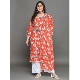 Tissu Cotton Printed Kurti With Palazzo Womens Stitched Salwar Suit - Orange ( Pack of 1 ) - None