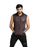 Men Solid Hooded Neck Polyester Brown T-Shirt