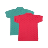 Neuvin Printed Cotton Green & Red Polo TShirts for Boys Pack of 2 - None