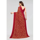 Anand Sarees Georgette Printed Saree Without Blouse Piece - Red ( Pack of 1 ) - Red