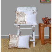 Set of 3 pcs White & Beige Brocade cushion cover 12