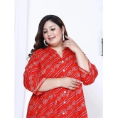 Swasti Cotton Blend Printed Flared Womens Kurti - Red ( Pack of 1 ) - None